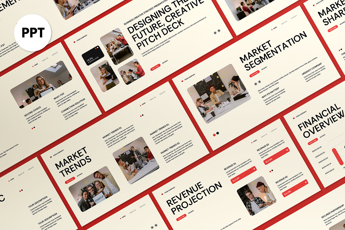Beige Red Investor Pitch Deck PPT, a Presentation Template by graphicook (Photo 1 of 5)