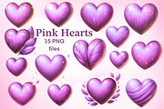 Pink hearts PNG set cliparts, an Object Graphic by LoLoArt (Thumbnail 1 of 3)