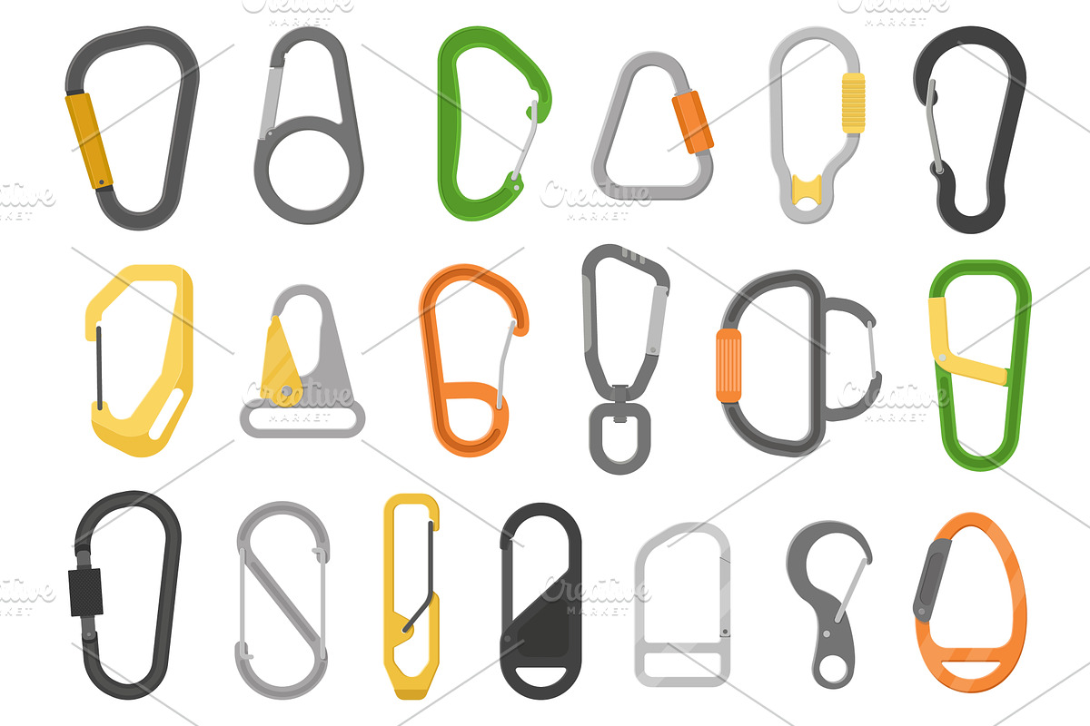 Carabiner clasps. Metal shackles, an Object Illustration by YummyBuum