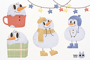 Snowman Christmas Watercolor clipart, an Illustration by TNwan (Thumbnail 3 of 5)