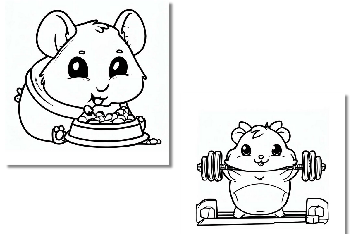 Cute Hamster Coloring Pages for Kids, an Animal Illustration by Sourcedigi (Photo 2 of 3)