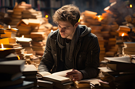 student sitting in the library, a Photo by Pictures for you!!!!!!!!!