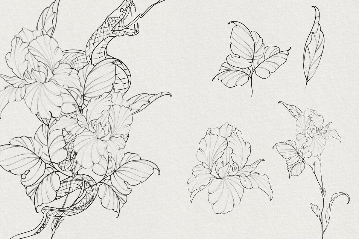 100illustrations Snakes with flowers, a Decorative Illustration by AnnaPolitmerskaja (Photo 3 of 6)
