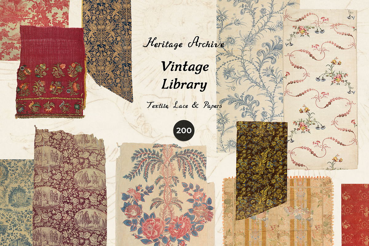 VINTAGE LIBRARY Textile, Lace, Paper, an Object Graphic by Lana Elanor (Photo 11 of 14)