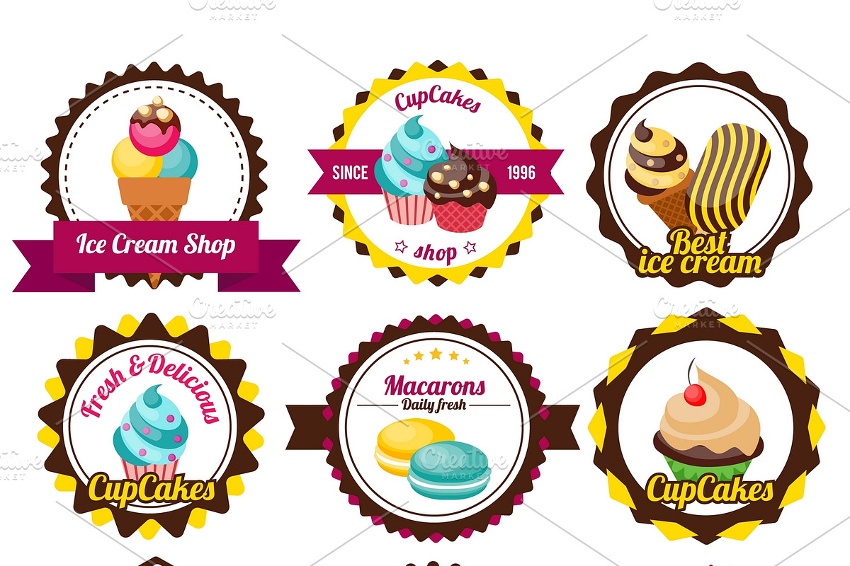 Set Labels Cupcakes, a Branding & Logo Template by Alexander Belenkiy