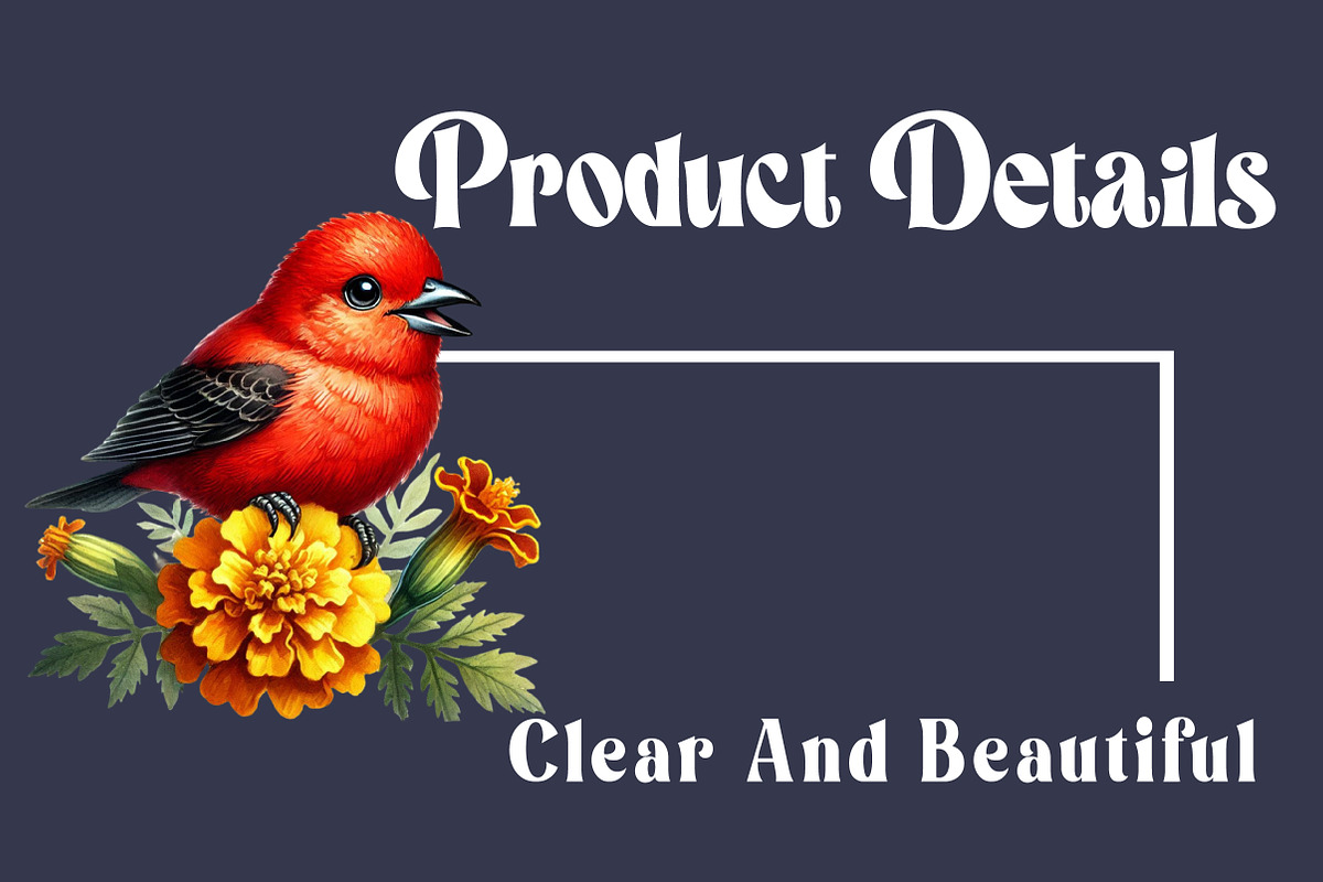 Spring Scarlet Tanager Bird Clipart, a Work Illustration by OK Design (Photo 4 of 4)