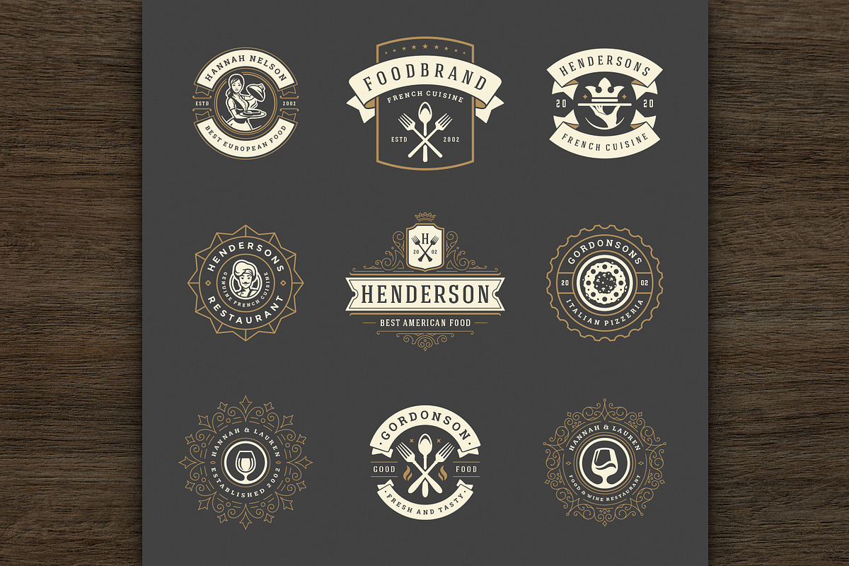 36 Restaurant Logos and Badges, a Branding & Logo Template by Vasya Kobelev (Photo 5 of 19)