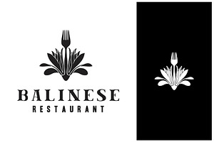 Lotus Fork Logo For Restaurant, a Branding & Logo Template by Atlantis X Nurman Arbai