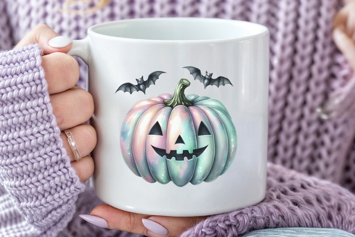 Halloween Pumpkin Iridescent Clipart, an Illustration by CraftArtStudio (Photo 5 of 6)