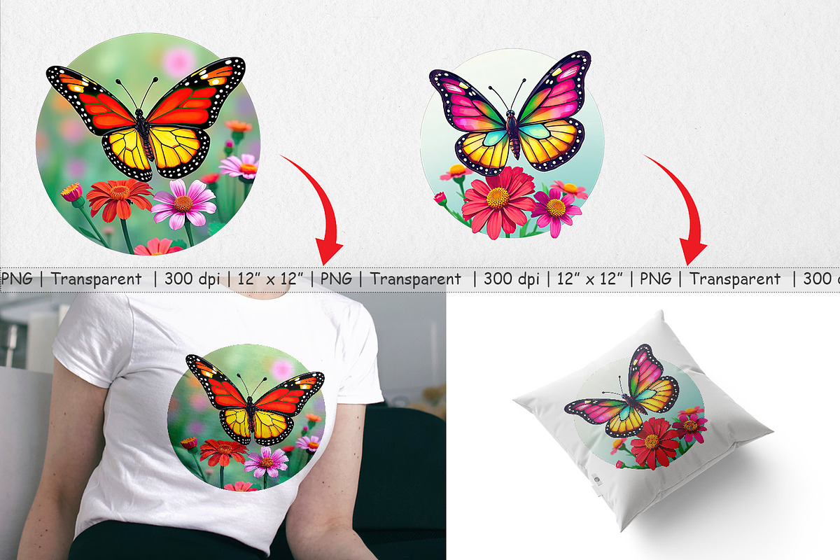 Wildflower Butterfly Clipart, a Graphic by Artnoy (Photo 3 of 5)