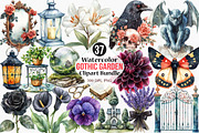 Watercolor Gothic Garden Clipart, an Illustration by Canvas Craft (Thumbnail 1 of 8)