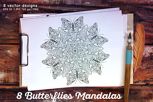 8 Butterflies Mandala