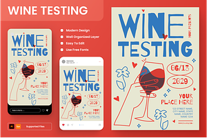 Wine Testing Event Flyer Set, a Flyer Template by Annora Studio