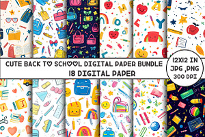 Back to School Digital Paper Bundle, a Pattern Graphic by Designking