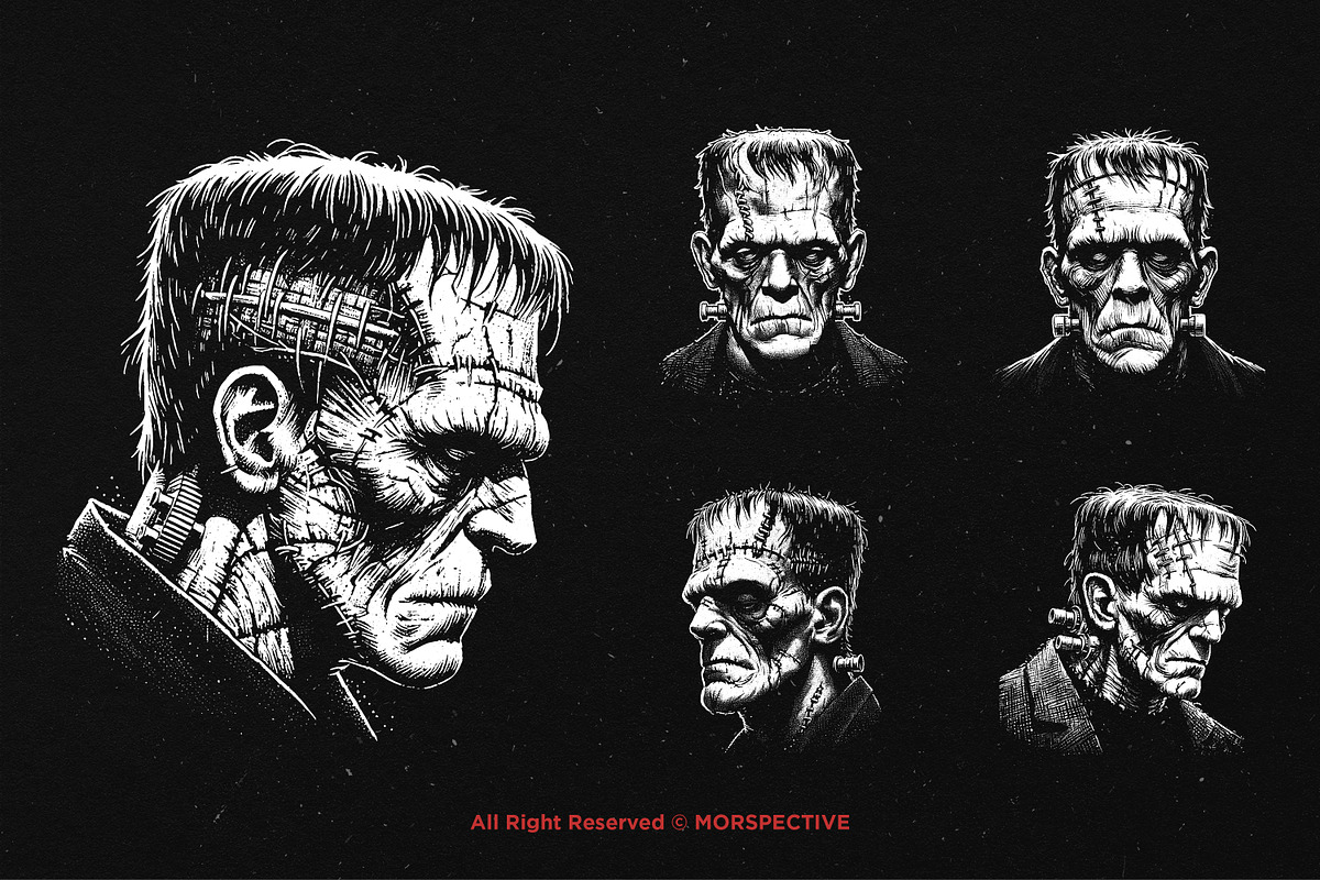 10 Bundle Dark Art Frankenstein Head, an Illustration by Morspective (Photo 5 of 7)