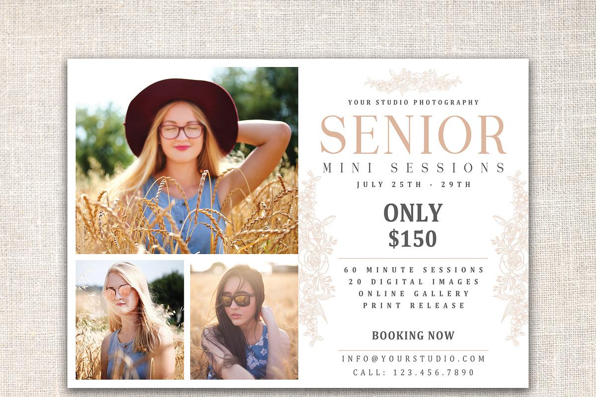Senior Mini Session Template, a Card Template by Designscozy