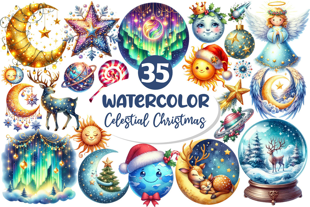 Celestial Christmas Clipart, an Illustration by Dream Creation (Photo 1 of 7)