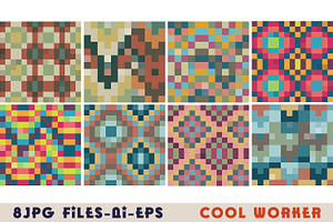 Pixel Mosaic Geometric Patterns, a Pattern Graphic by Cool Worker