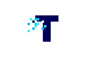 t letter pixel mark digital 8 bit, a Branding & Logo Template by VASTARD STUDIO