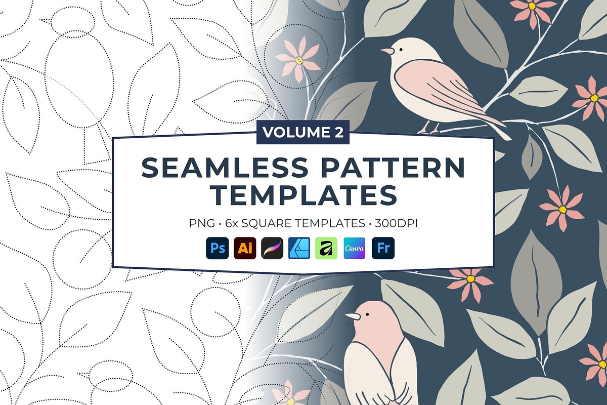6 Seamless Pattern Templates (Vol 2), a Pattern Graphic by Fern & Quill (Photo 1 of 12)