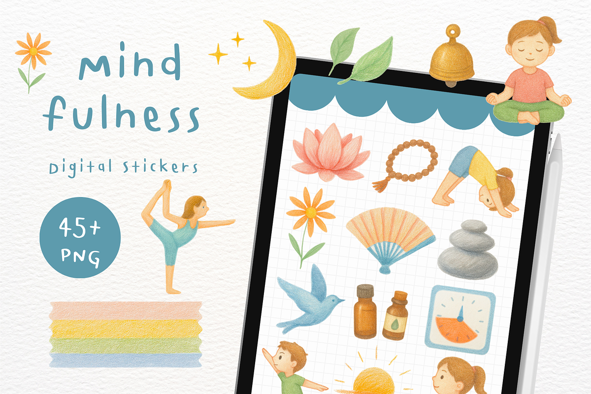 Mindfulness Goodnotes Stickers, an Illustration by mimimeow (Photo 1 of 3)