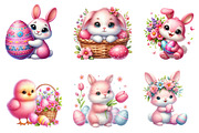 Pink Easter Watercolor Clipart, an Illustration by Dream Creation (Thumbnail 3 of 7)