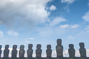 Moai stone statues of Ahu Tongariki in Easter Island, panoramic, a Photo by Pictures for you!!!!!!!!!