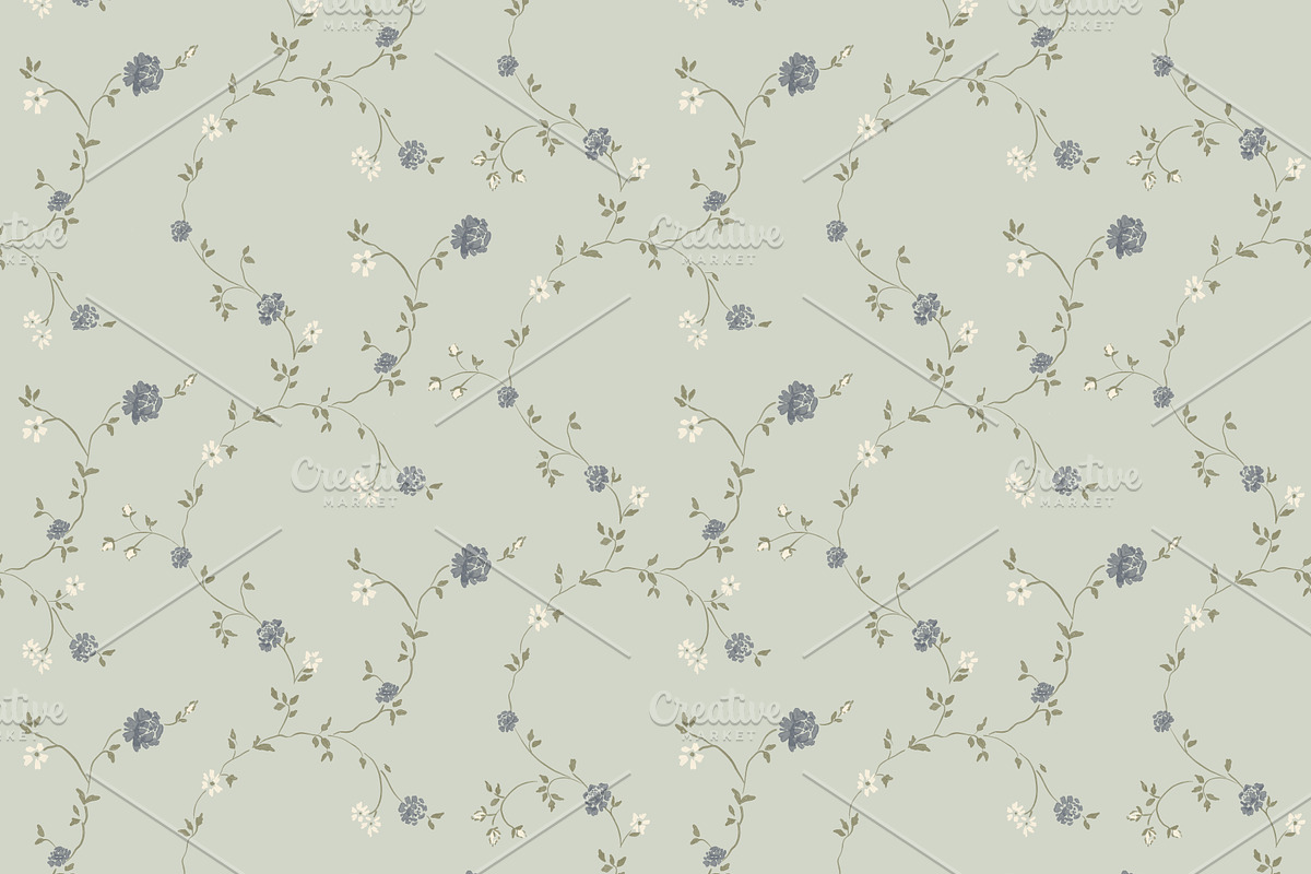 Trailing Watercolor Floral Teal, a Pattern Graphic by Mieken Petra Designs (Photo 4 of 4)