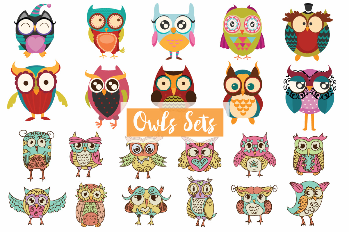 Owls Set, an Animal Illustration by RalucaGheorghe (Photo 1 of 3)