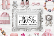 Pink and Gray Baby Scene Creator, a Product Mockup by AllTheKewtClipart (Thumbnail 1 of 8)