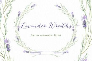 Lavender Watercolor Wreaths Provence