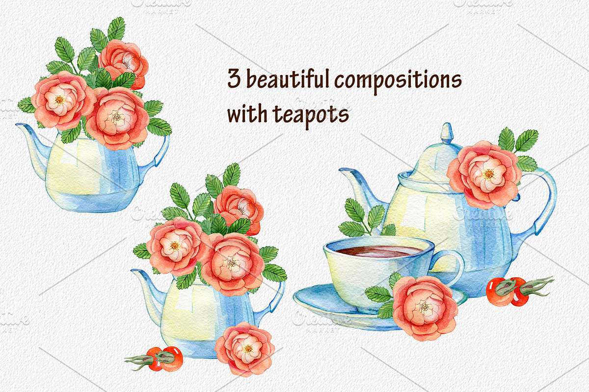 Watercolor clipart tea time, a Food Illustration by OlyaSenko (Photo 4 of 6)