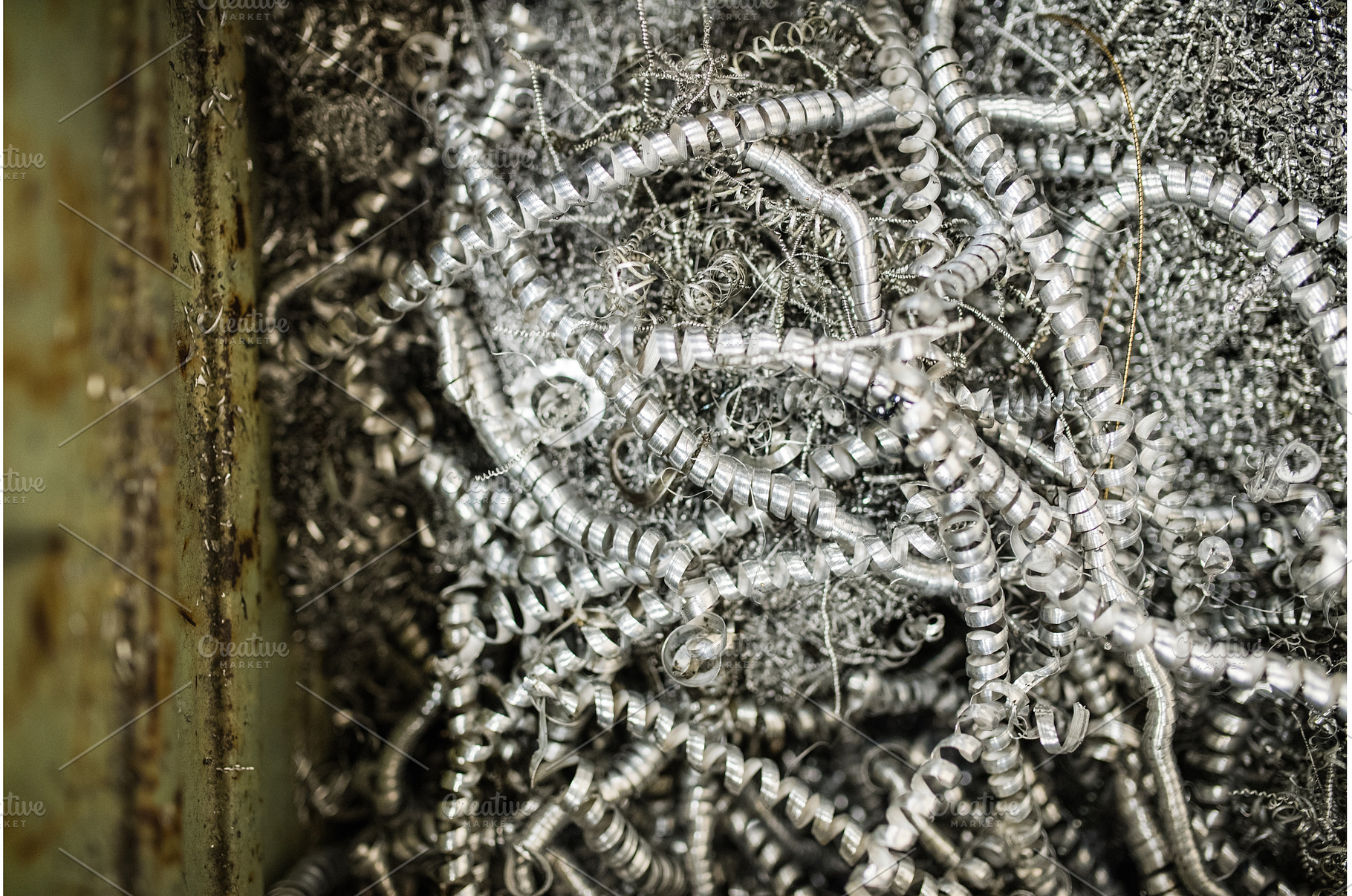 Iron filings after metal cutting., an Industrial Photo by HalfPoint