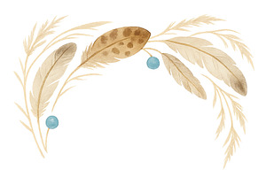 Decorative feather wreath with beads, an Illustration by Dvoevnore photos