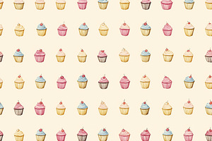 Seamless pattern, cupcake pattern creating a sweet and whimsical, a Pattern Graphic by Studio ANNA