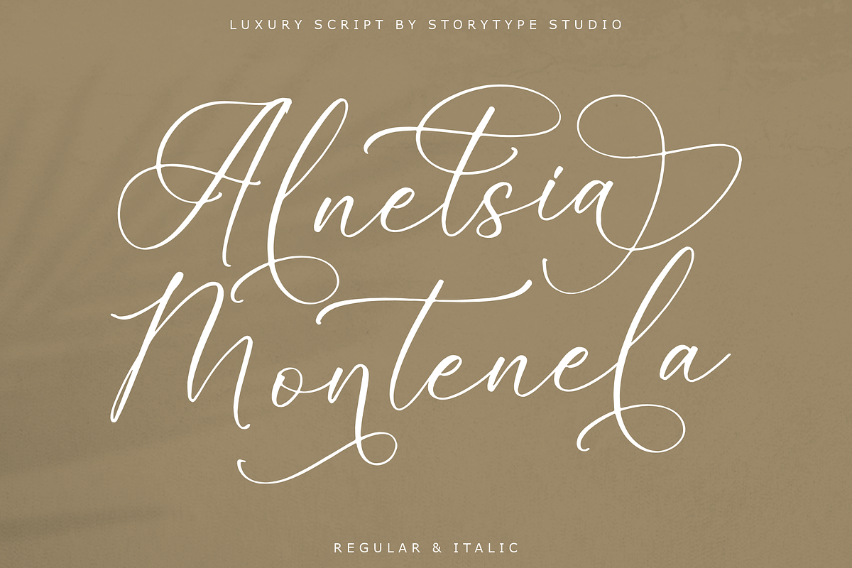 Alnetsia Montenela Luxury Script, a Script Font by Storytype Studio (Photo 1 of 15)