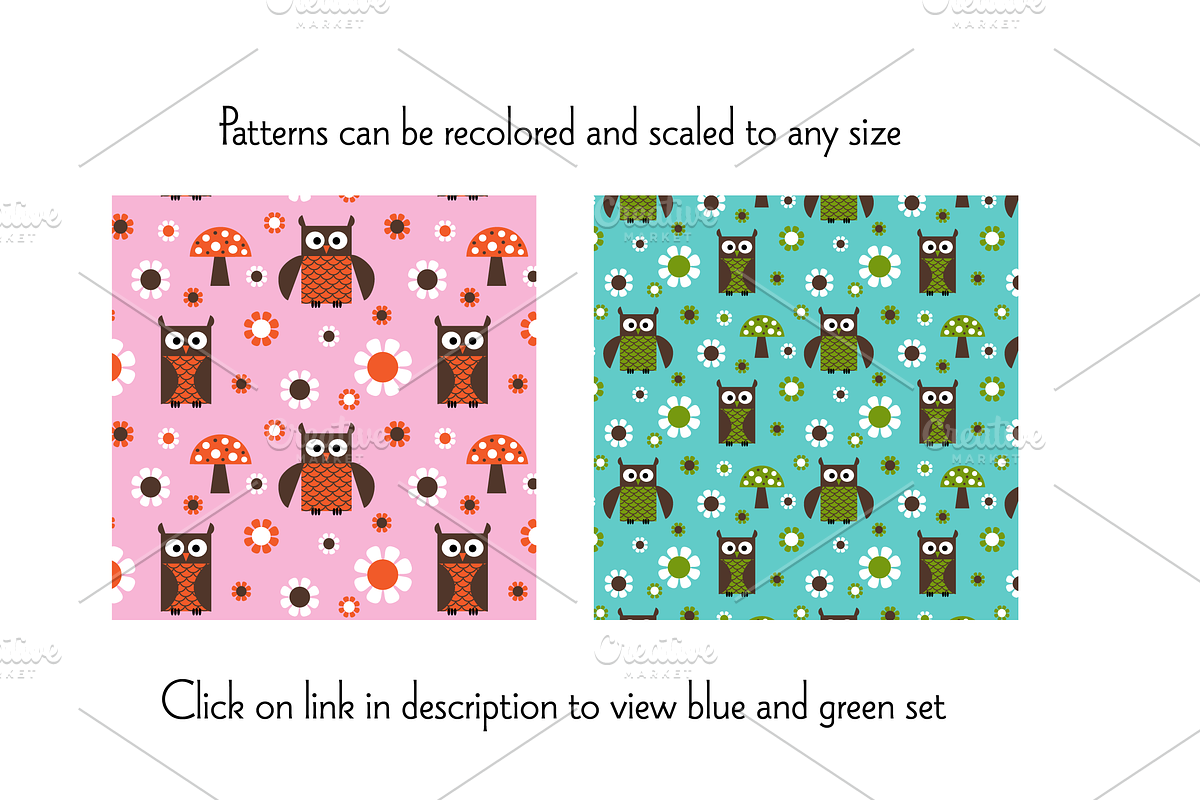 Mushroom & Owl Patterns: Pink Orange preview 5