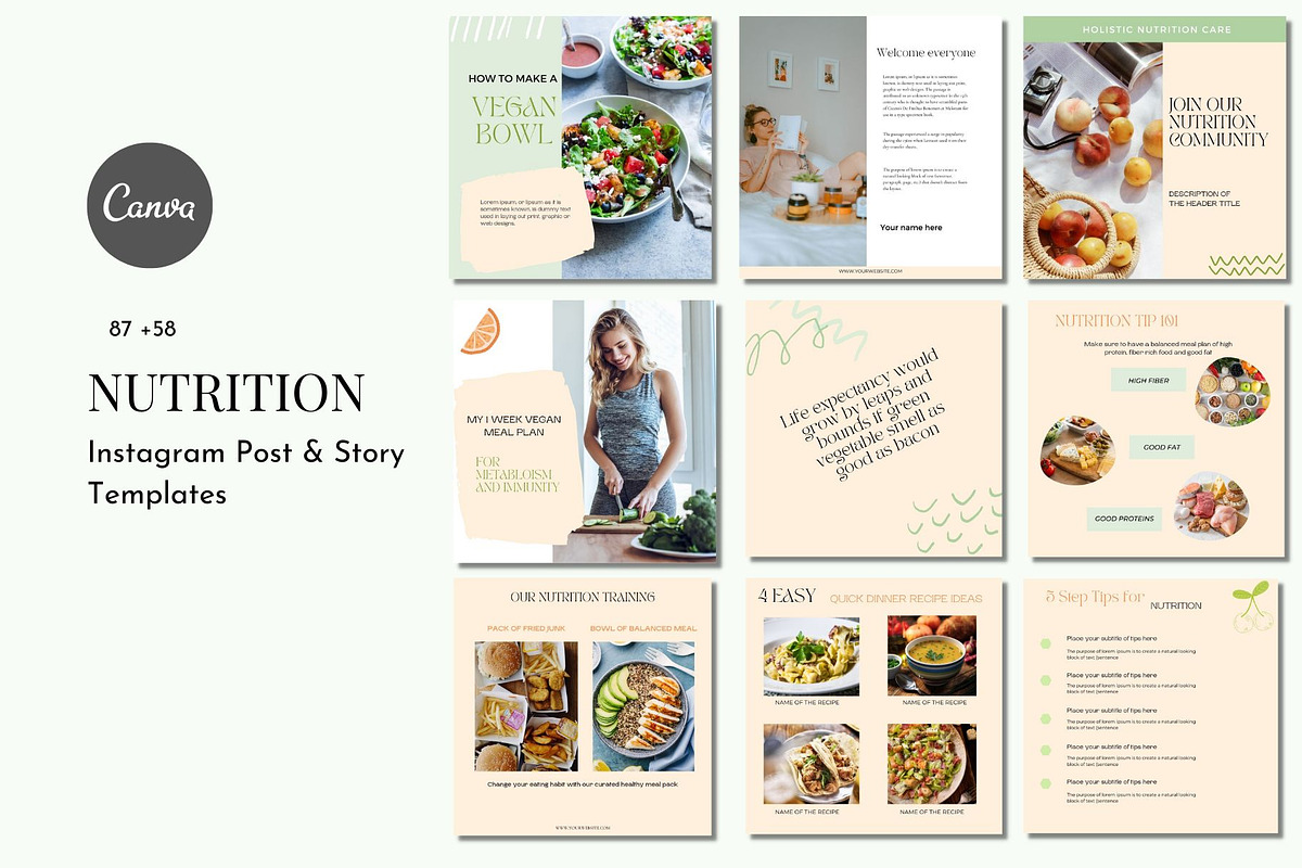 Nutrition Coach Instagram Templates, a Social Media Template by Deepa Template Studio (Photo 2 of 14)