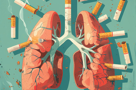 Lungs and cigarettes creative concep, a Health & Medical Photo by Pixeness