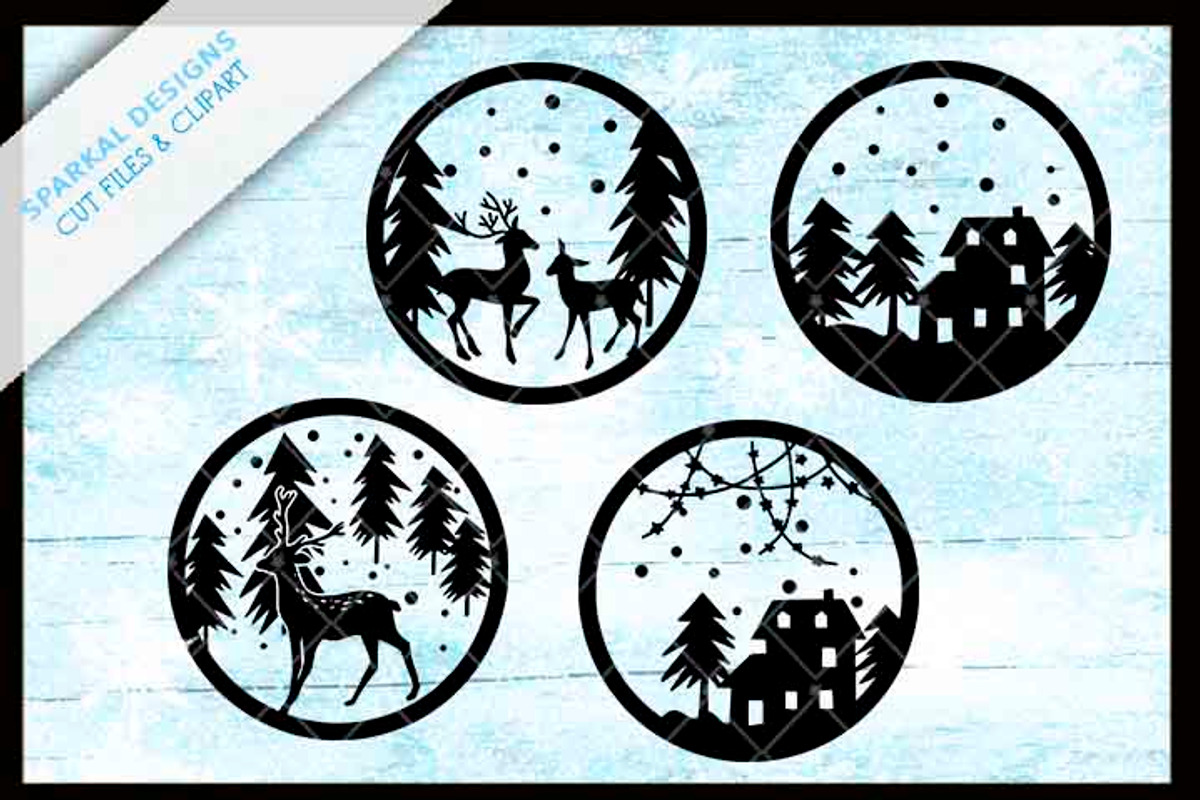 Christmas Snow Scenes for Ornaments, an Object Graphic by SparkalDesigns (Photo 1 of 4)