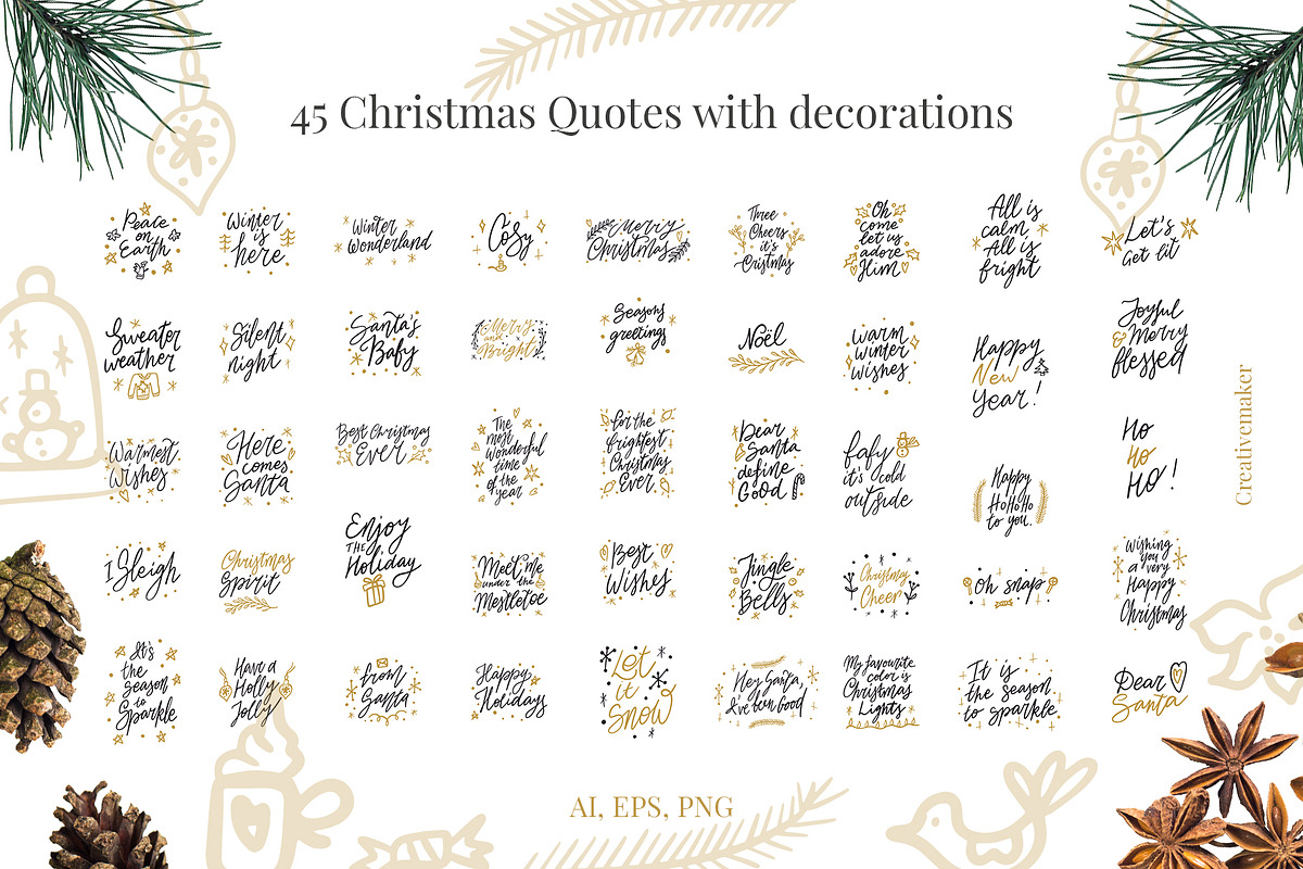 Christmas Hand Lettered Vector Quote, an Object Graphic by Creativemaker (Photo 3 of 11)
