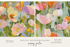 Abstract Poppy Seamless Pattern Set