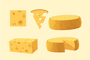 a cheese shapes set on light back, a Food Illustration by IfH