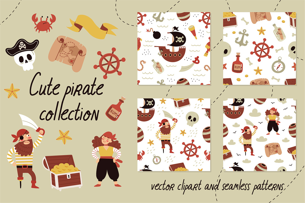 Cute vector pirate collection, a Graphic by My May Art (Photo 1 of 9)