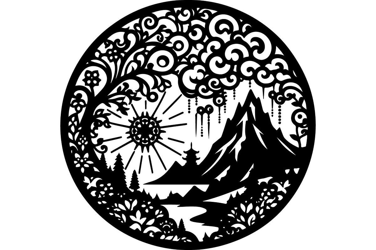 Black Mandala & Nature SVG Bundle, an Object Graphic by Designer_Momina (Photo 9 of 13)