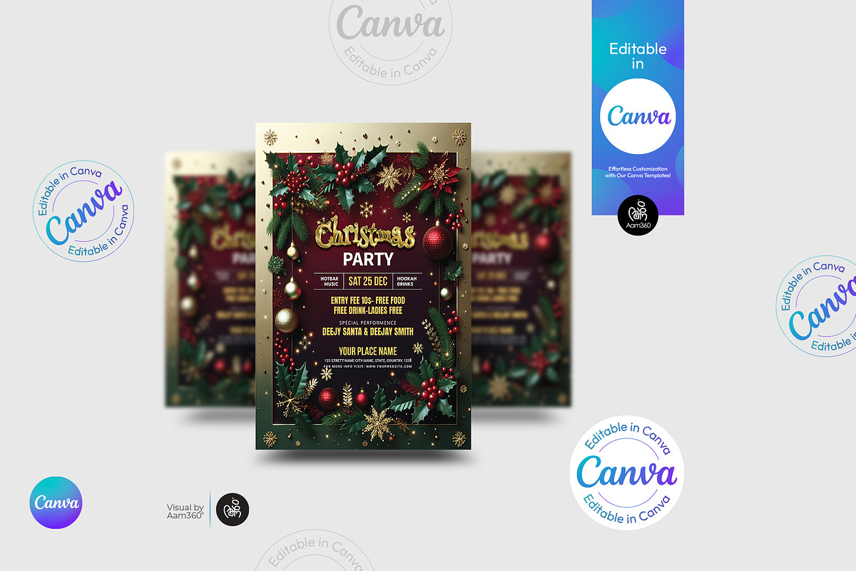Christmas Party Flyer Template, a Flyer Template by Aam360 (Photo 3 of 3)