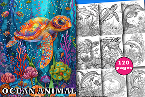 Ocean Animal Adult Coloring Pages, an Illustration by Design Home