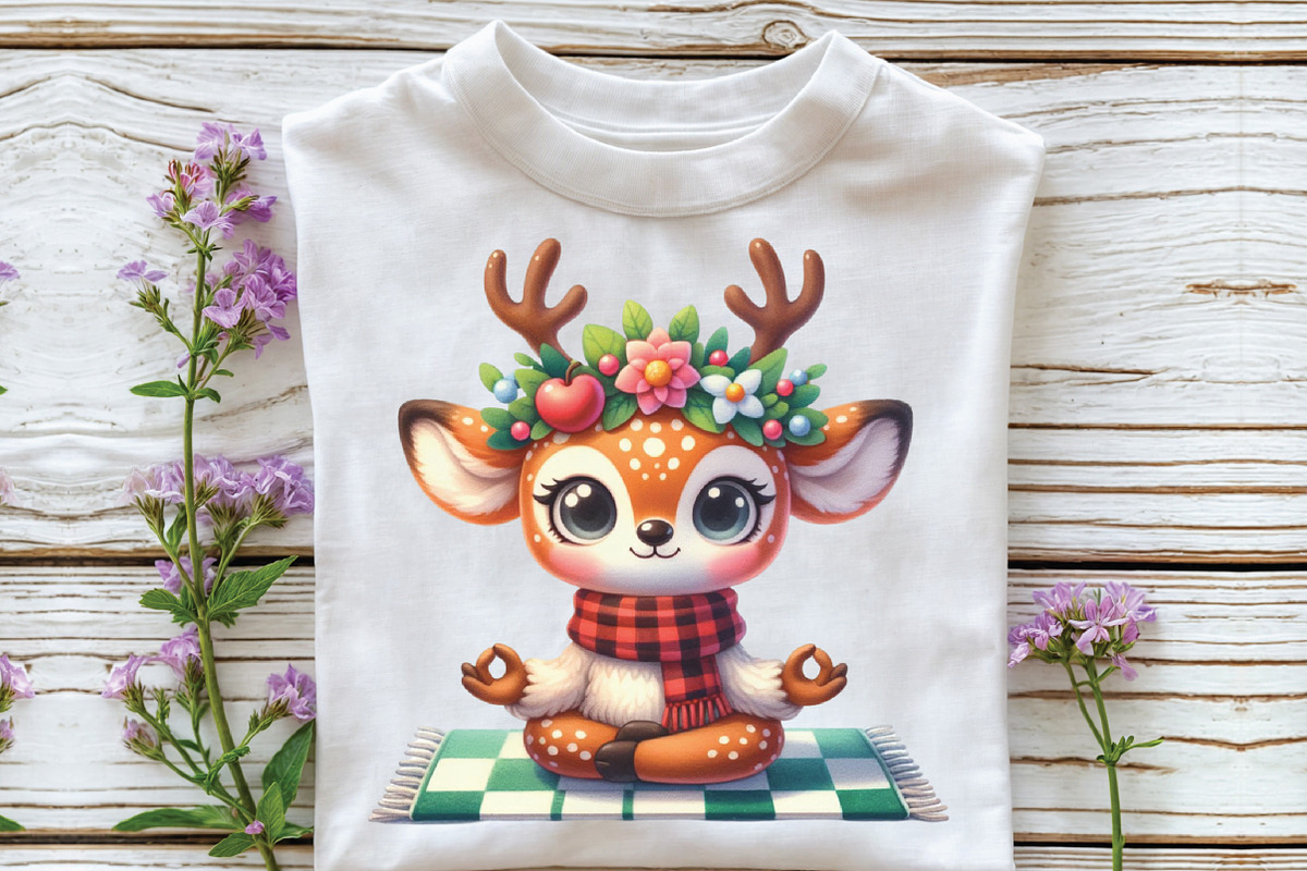 Watercolor Yoga Reindeer Clipart, an Illustration by CraftArtStudio (Photo 3 of 6)
