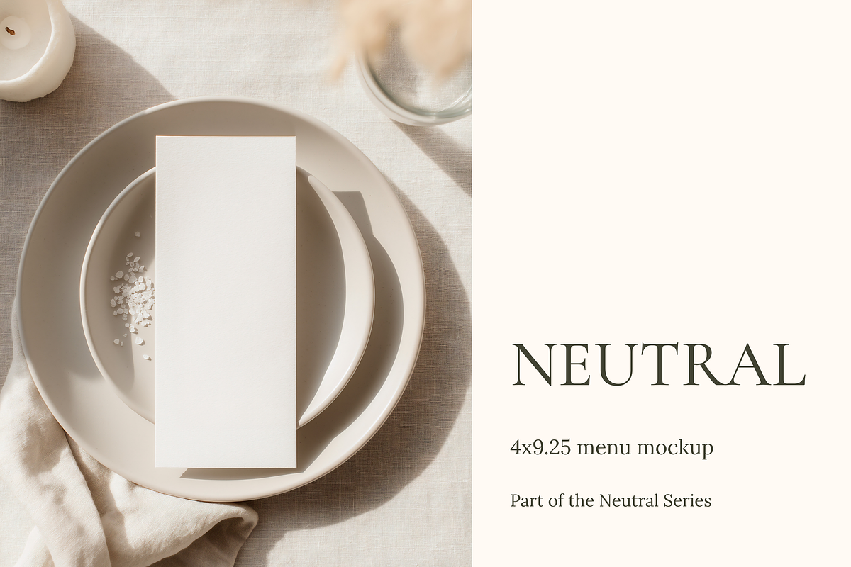 Neutral 4x9.25 Menu Mockup, a Product Mockup by Serenefeeling (Photo 1 of 6)