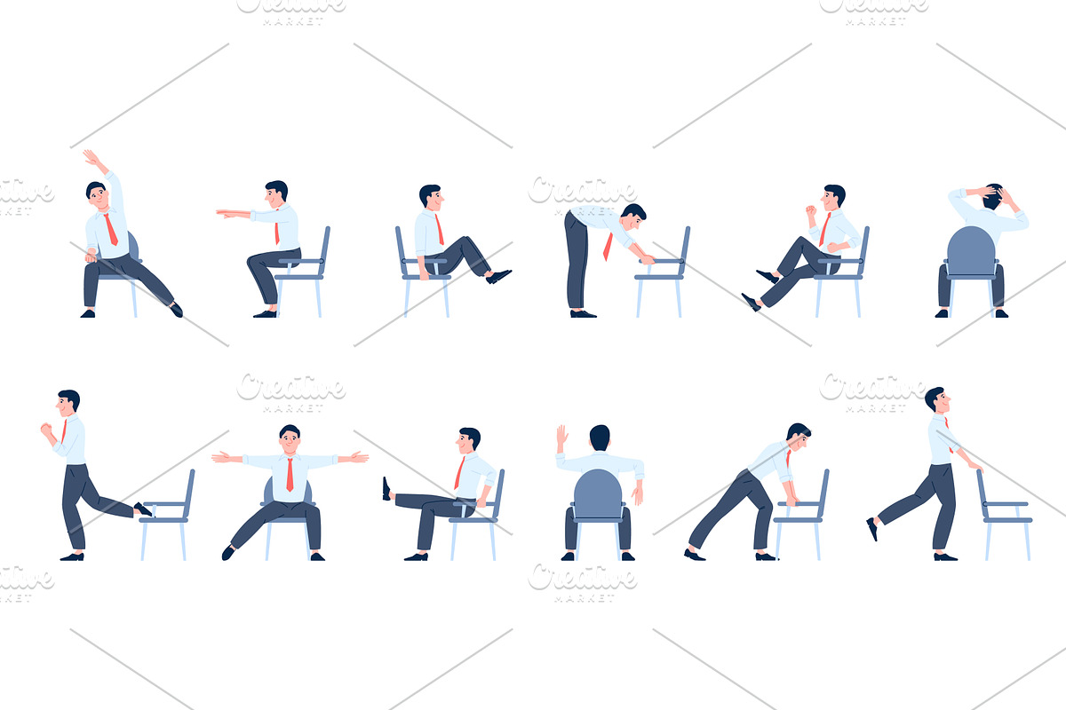 Office chair yoga. Manager workout, a Sport Illustration by LadadikArt